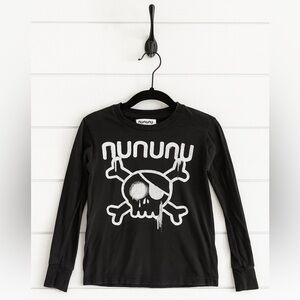 Nununu Black Long Sleeve Skull Pirate Spray Paint Tee in size 6-7